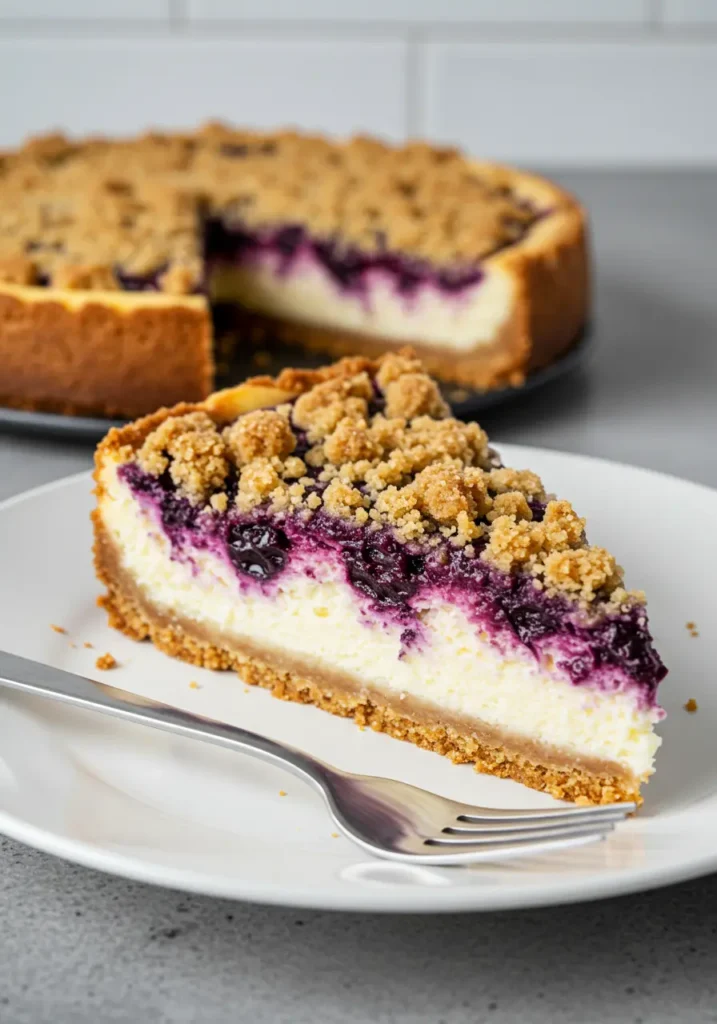 Blueberry Crumble Cheesecake 6 Crumble Cheesecake with Blueberries