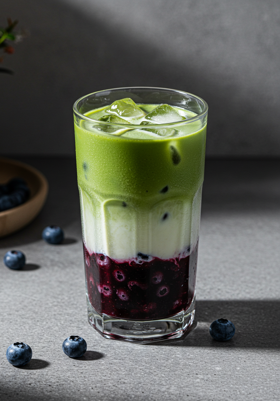 Blueberry Matcha Latte