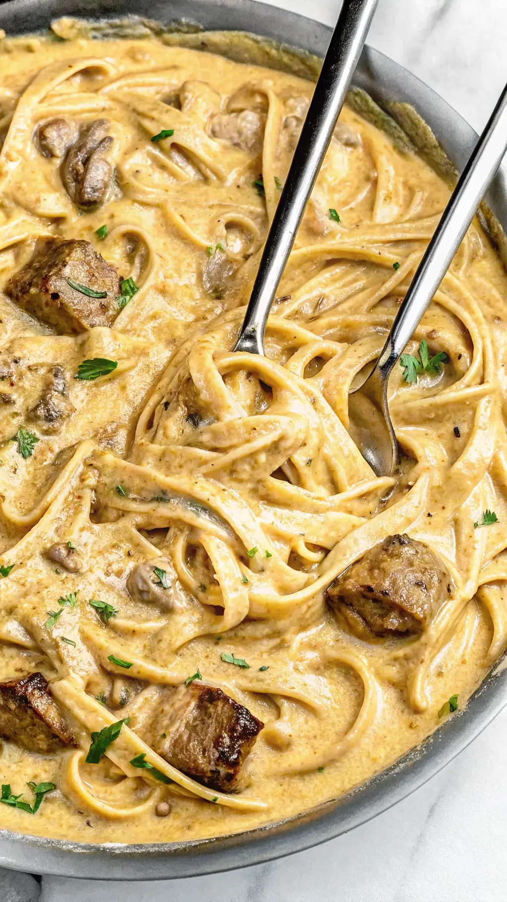 Garlic Butter Steak Alfredo