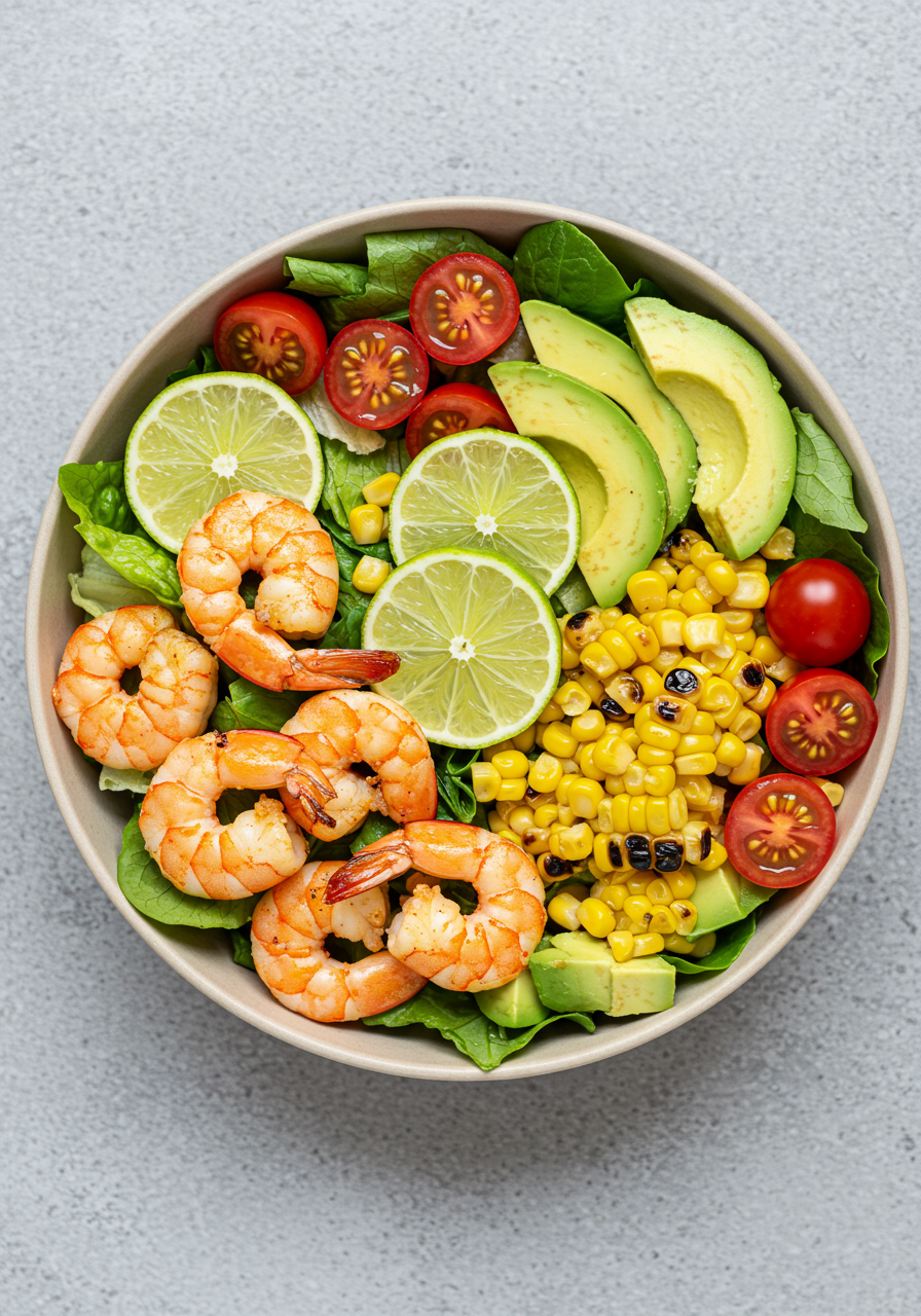 Grilled Shrimp, Avocado, and Corn Salad