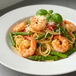 Angel Hair Pasta with Shrimp, Asparagus and Basil 6 Angel Hair Pasta with Shrimp, Asparagus and Basil