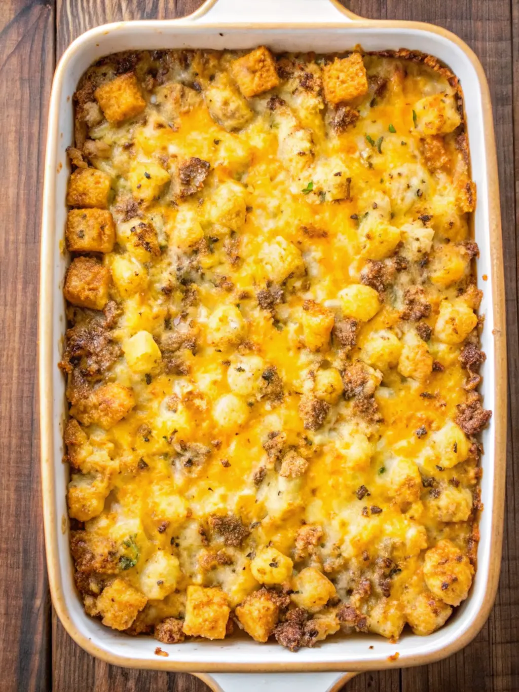 Sausage Cream Cheese Tater Tot Breakfast Casserole