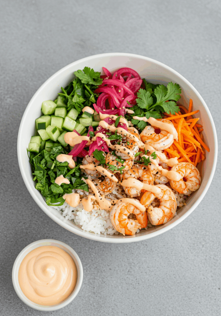 Shrimp Rice Bowls with Spicy Mayo 4 Shrimp Rice Bowls with Spicy Mayo