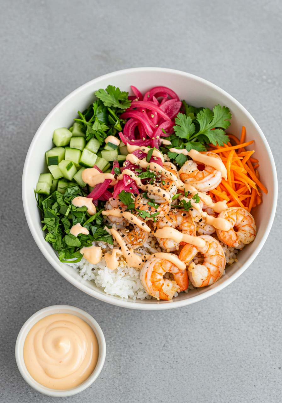 Shrimp Rice Bowls with Spicy Mayo