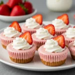 Strawberries & Cream Cheesecakes 6 Strawberries and Cream Cheesecakes