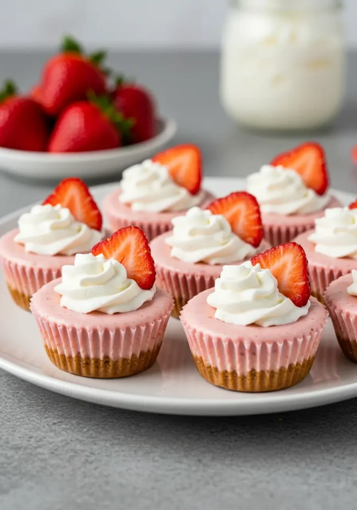 Strawberries & Cream Cheesecakes 4 Strawberries and Cream Cheesecakes