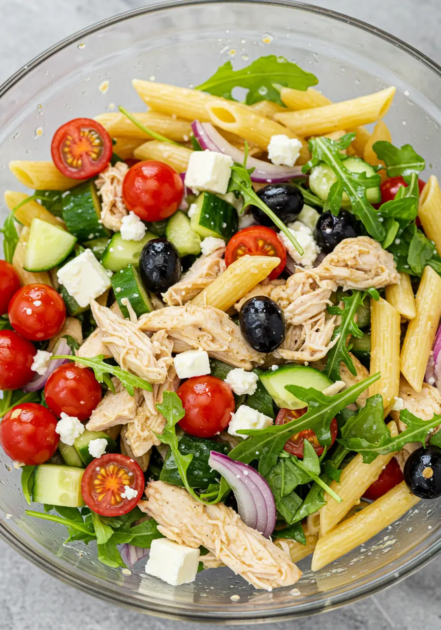 Mediterranean Chicken Pasta Salad