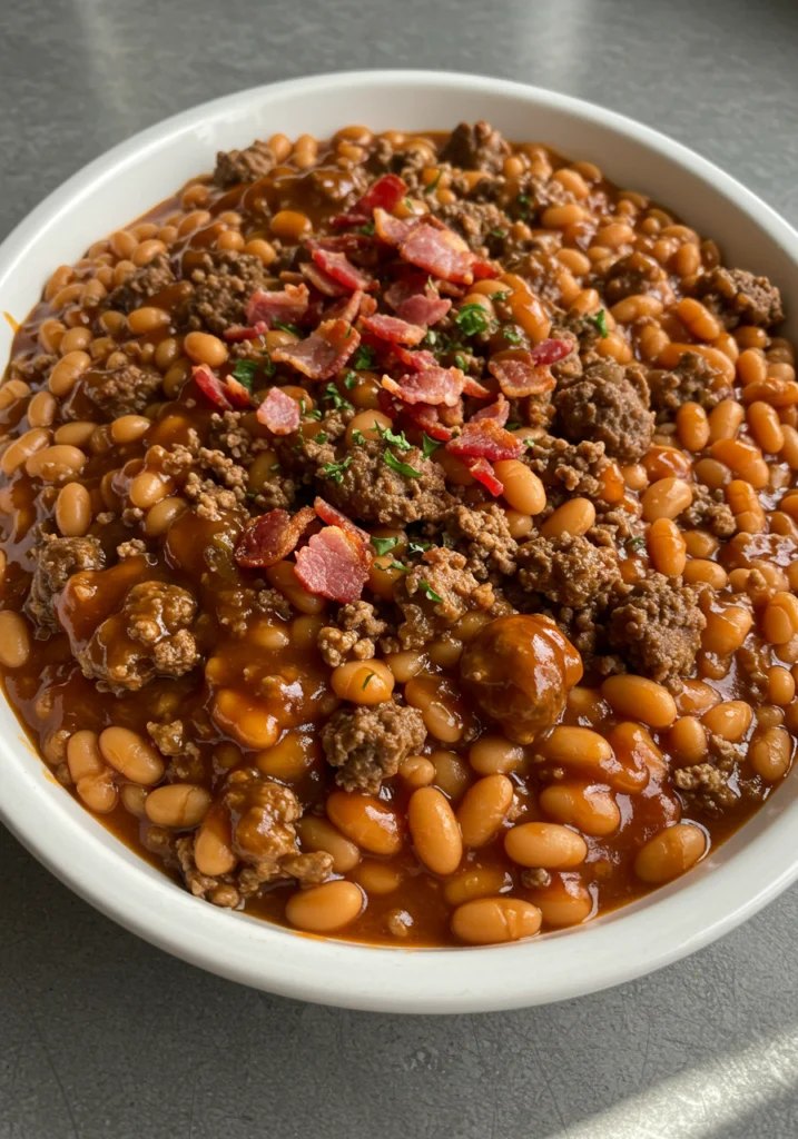 Baked Beans with Ground Beef 5 Beefy Bean Bake 1