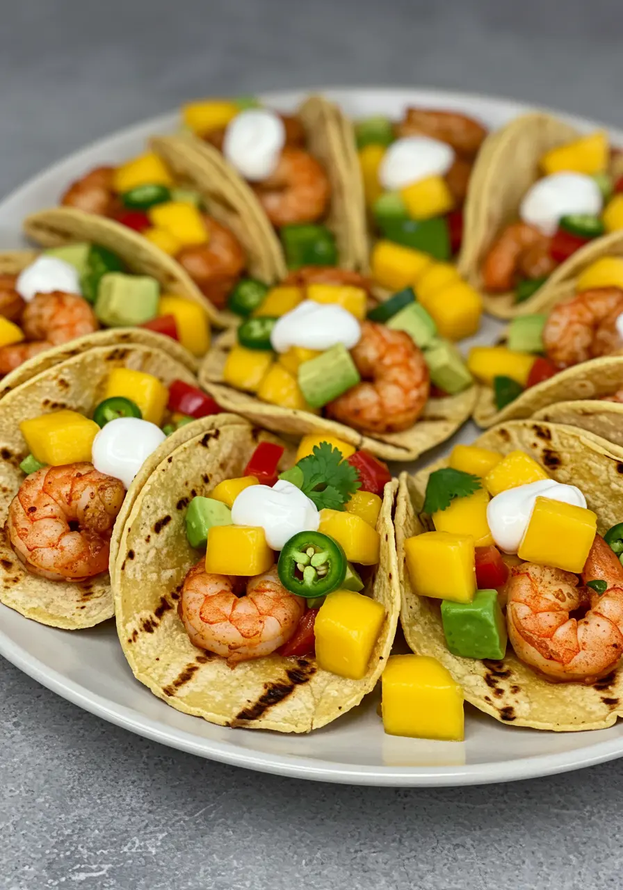 Shrimp Tacos with Avocado-Mango Salsa