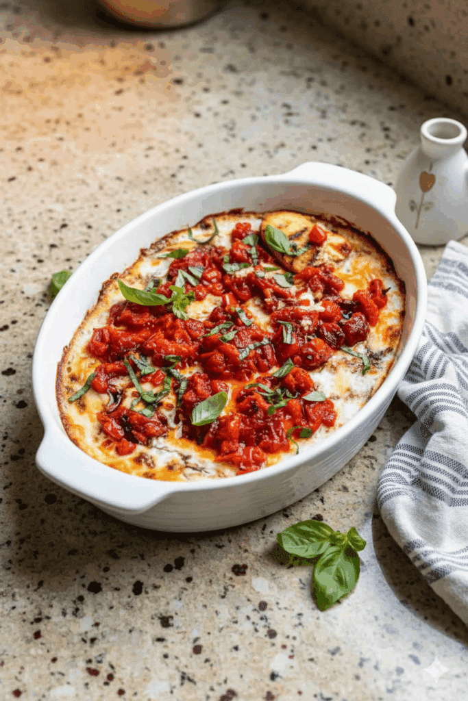 Baked Goat Cheese Bruschetta Dip with Balsamic Glaze and Fresh Basil 3 Generated Image October 22 2025 4 36PM