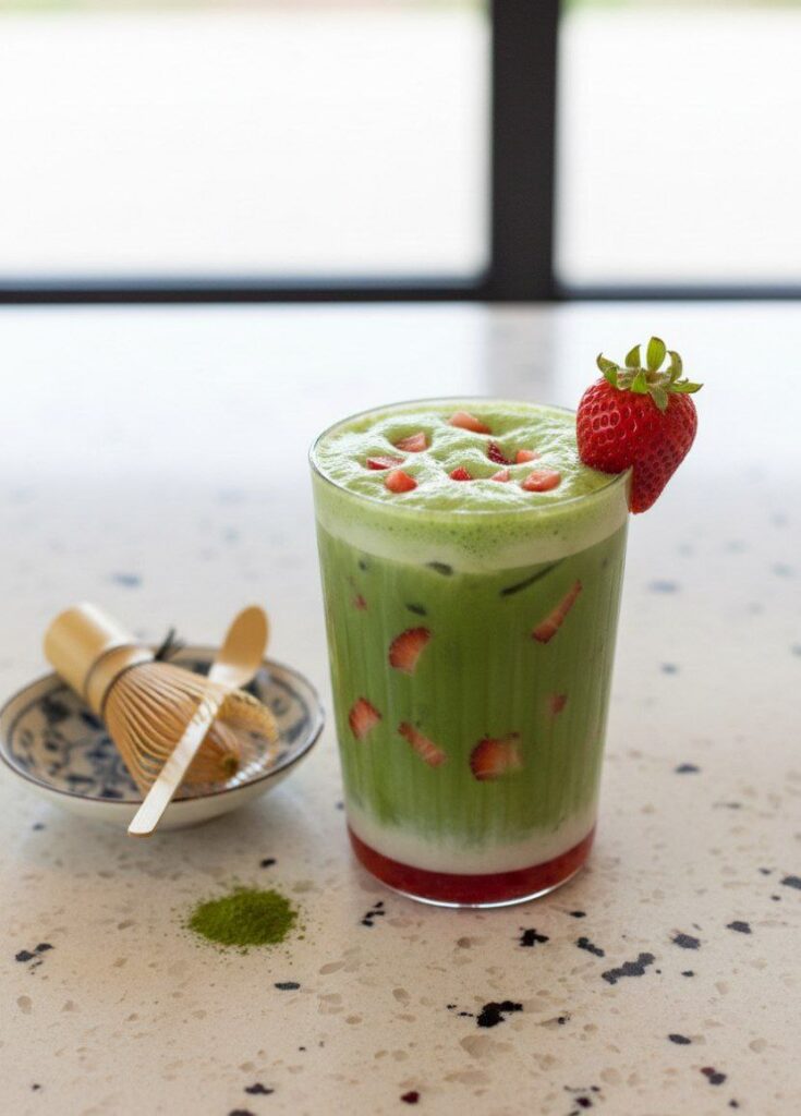 Iced Strawberry Oat Matcha Latte Recipe – Make Starbucks at Home 4 5850456906059680619 121