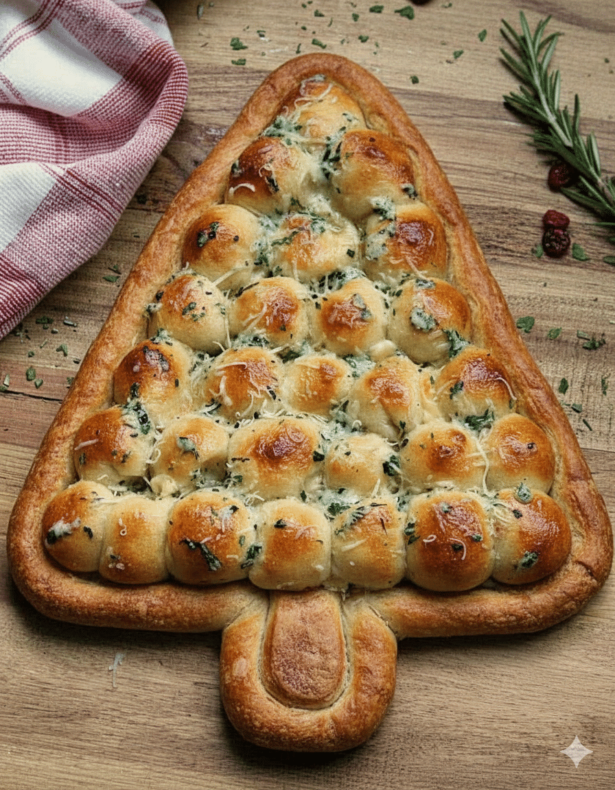 Cheesy Pull-Apart Christmas Tree Bread