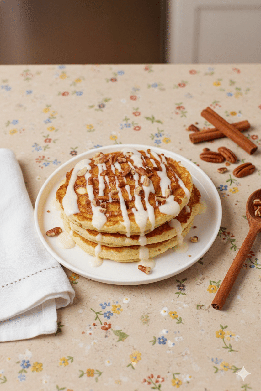 Cinnamon Roll Pancakes Recipe: Fluffy Swirls with Cream Cheese Glaze