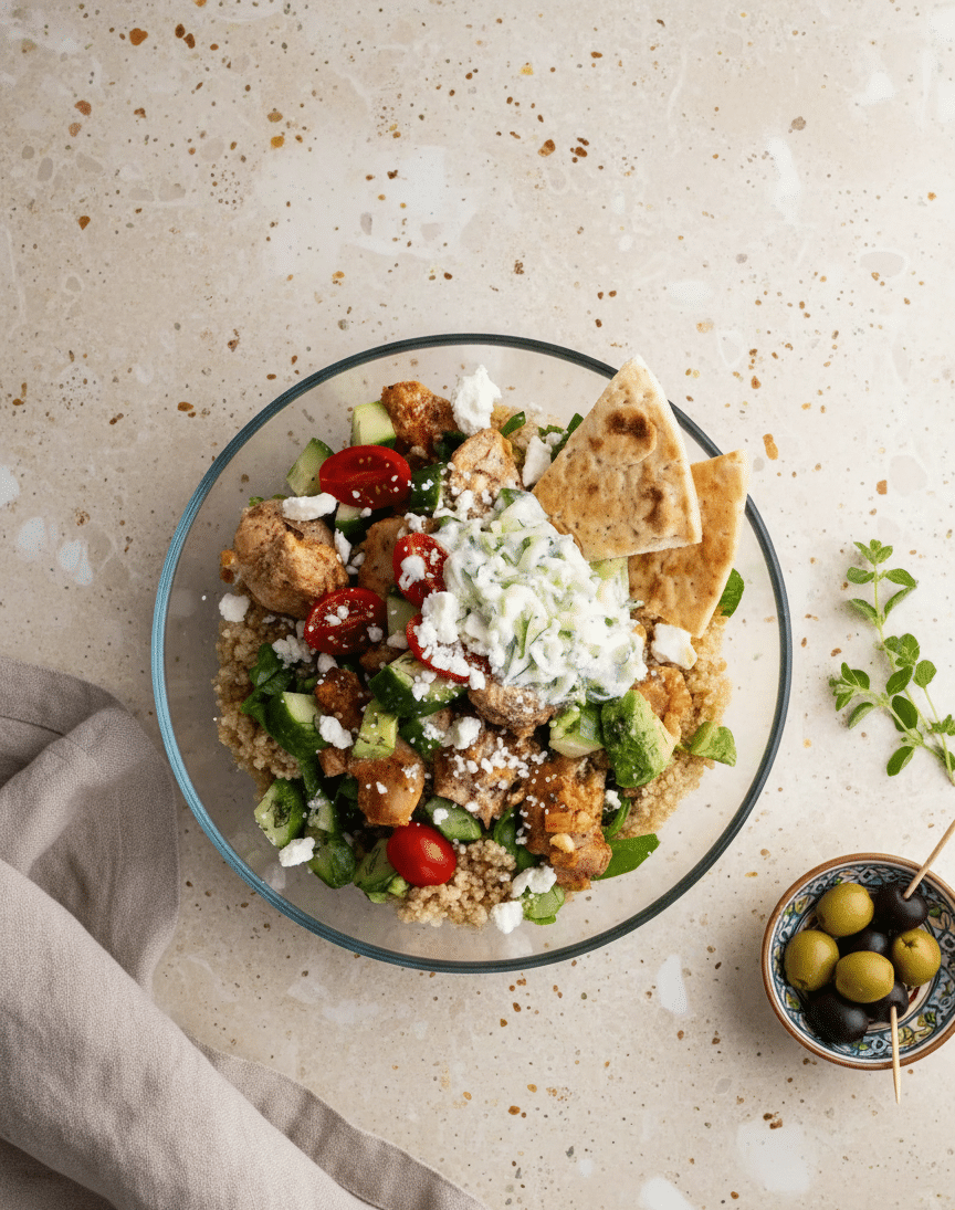 Flavorful Greek Chicken Bowls with Creamy Tzatziki Sauce